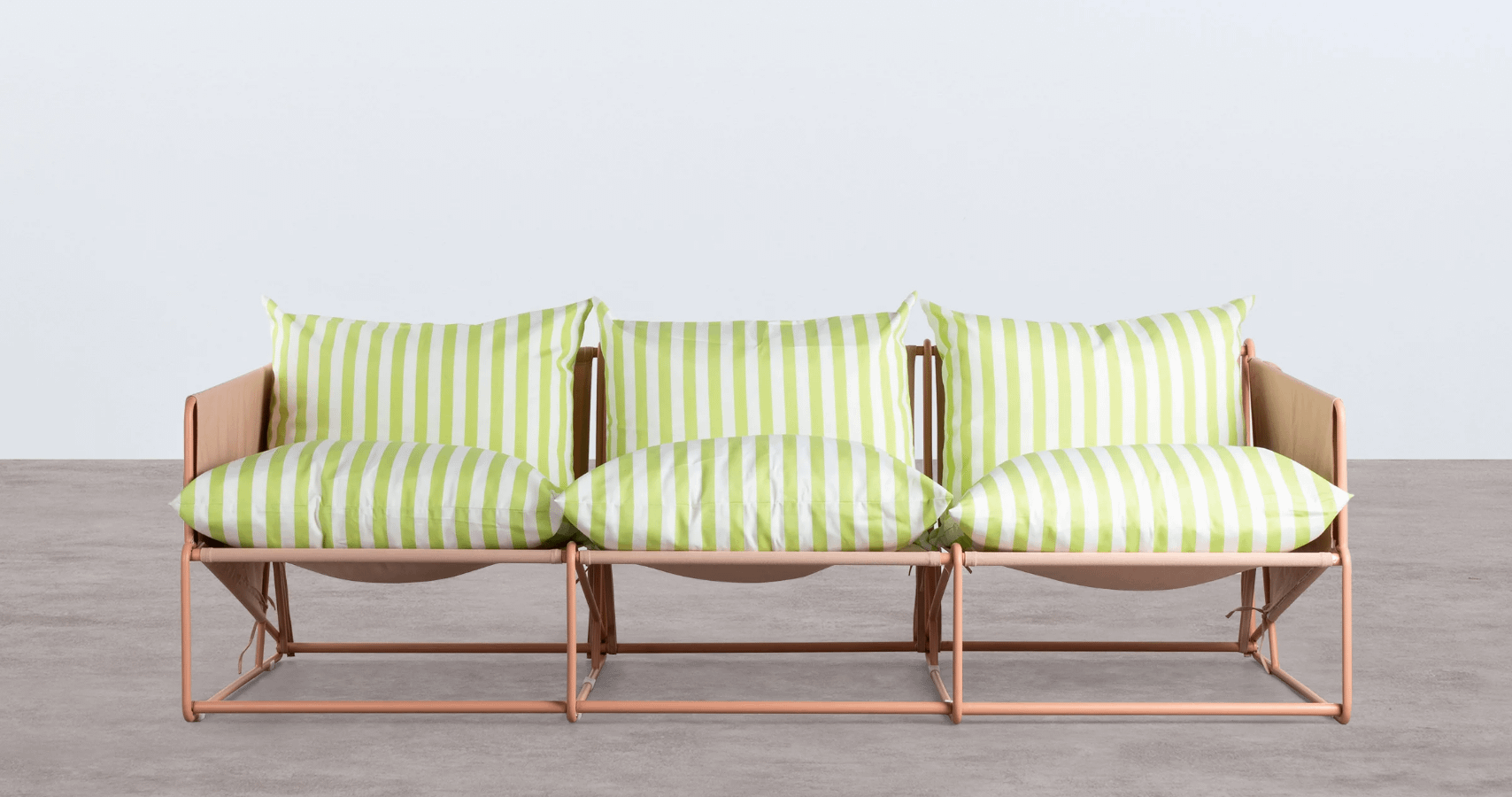 Divano A 3 Posti In Ferro E Seduta In Tessuto