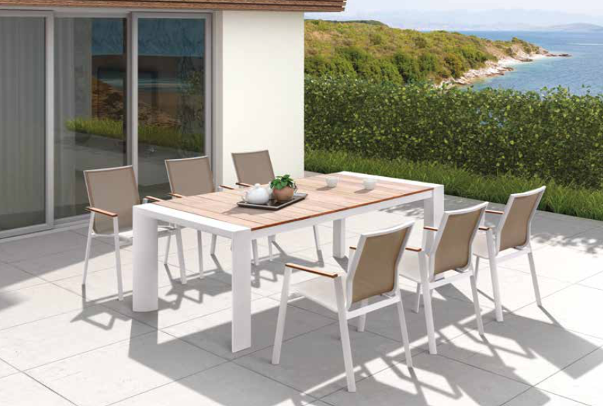 Tavolo Top Table Allungabile - Struttura in Alluminio e Piano in Teak Grezzo 27