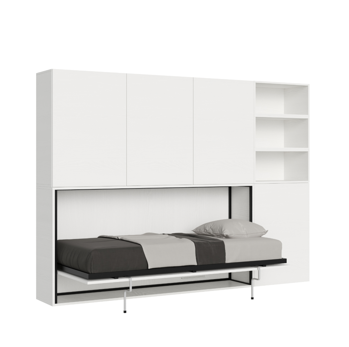 LETTO KEN SINGOLO BIANCO FRASSINO - COMPOSIZIONE F 58 - immagine 7