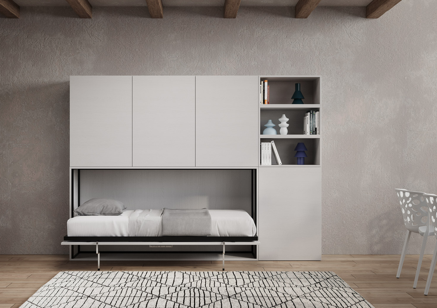 LETTO KEN SINGOLO BIANCO FRASSINO - COMPOSIZIONE F 58 - immagine 6