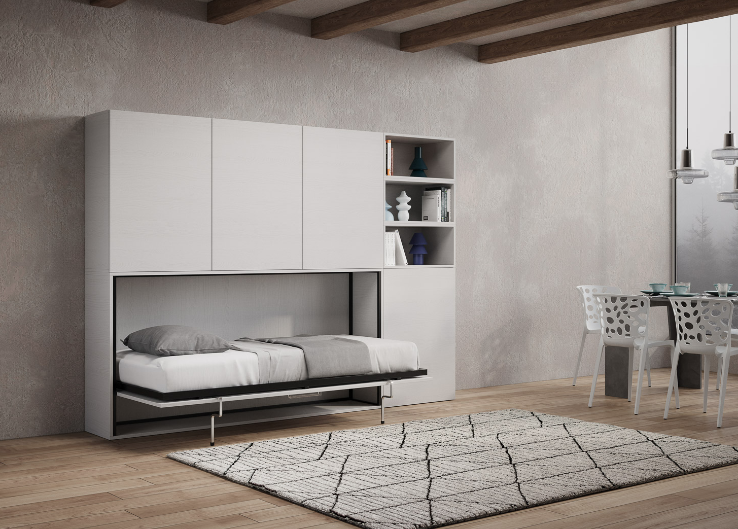LETTO KEN SINGOLO BIANCO FRASSINO - COMPOSIZIONE F 58 - immagine 3