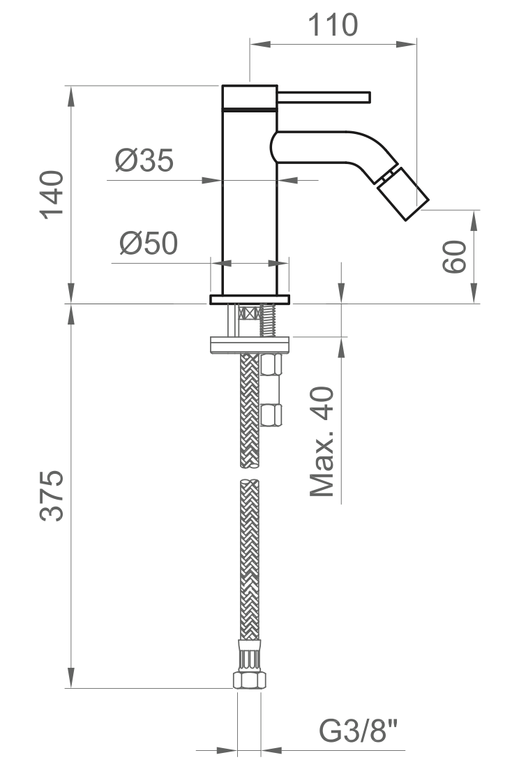 Miscelatore Bidet Stilox in Acciaio Inox Spazzolato 67 - immagine 6