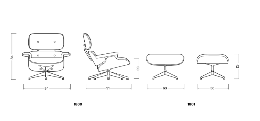 Lounge Chair & Ottoman – Icona del design moderno in cuoio e legno 65 - immagine 9
