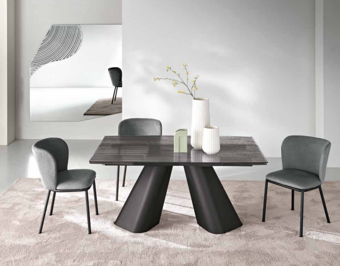 Tavolo Allungabile KeJ 11 – Base Nero o Bronzo, Piano in Vetro Rigato Trasparente 11 - immagine 3
