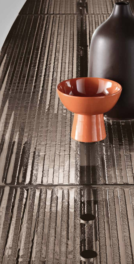 Tavolo Allungabile KeJ 11 – Base Nero o Bronzo, Piano in Vetro Rigato Trasparente 11 - immagine 5