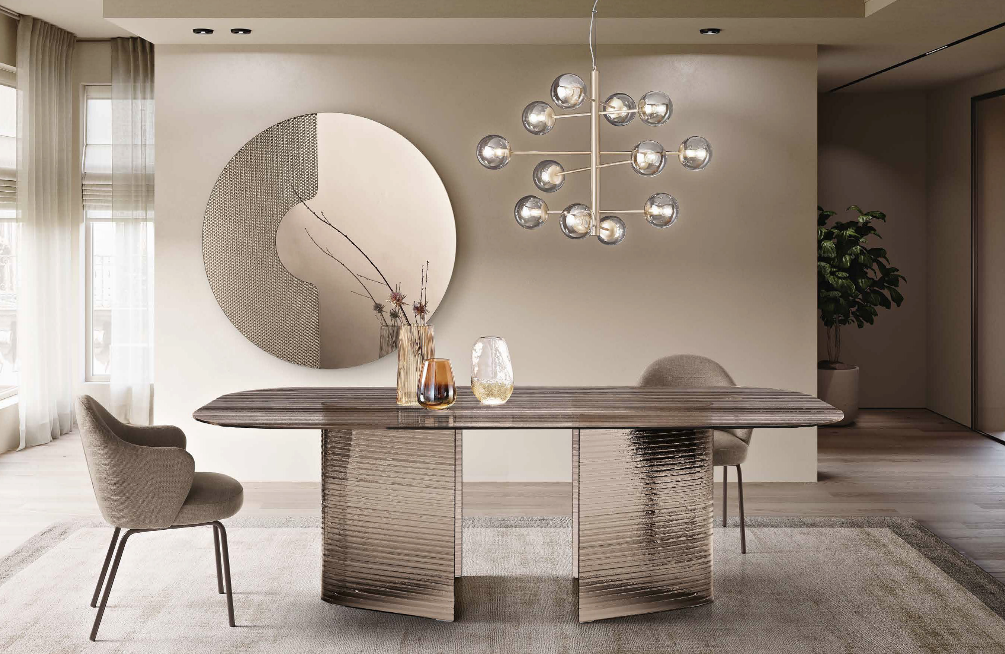 Lov 11 – Tavolo in Vetro Rigato Trasparente (240×120 H77) - immagine 4