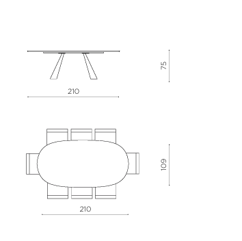 Tavolo TAN 11 Ovale – Design Essenziale in Rovere Impiallacciato (210×109 H75) - immagine 6