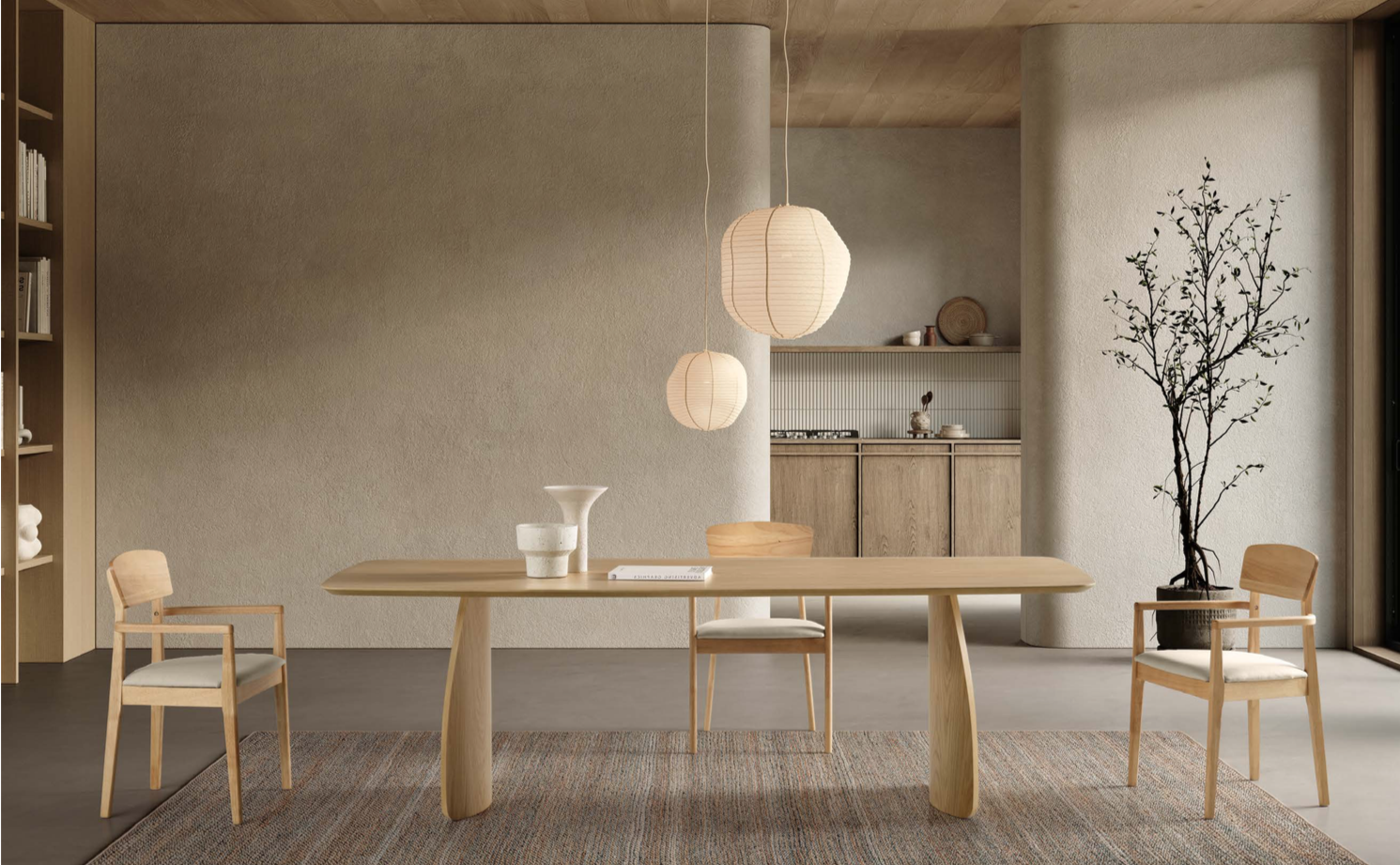 Tavolo Minto 57 – Tavolo Fisso in Rovere, Noce o Nero (210 / 240 cm)