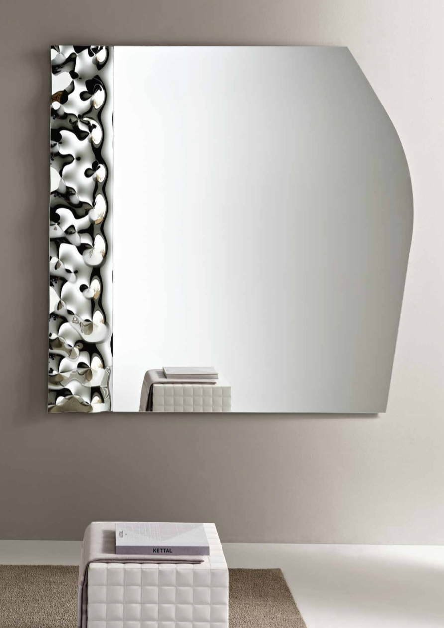 Specchio Lool 11 – Design Sagomato con Inserto in Vetro Mosso - immagine 2