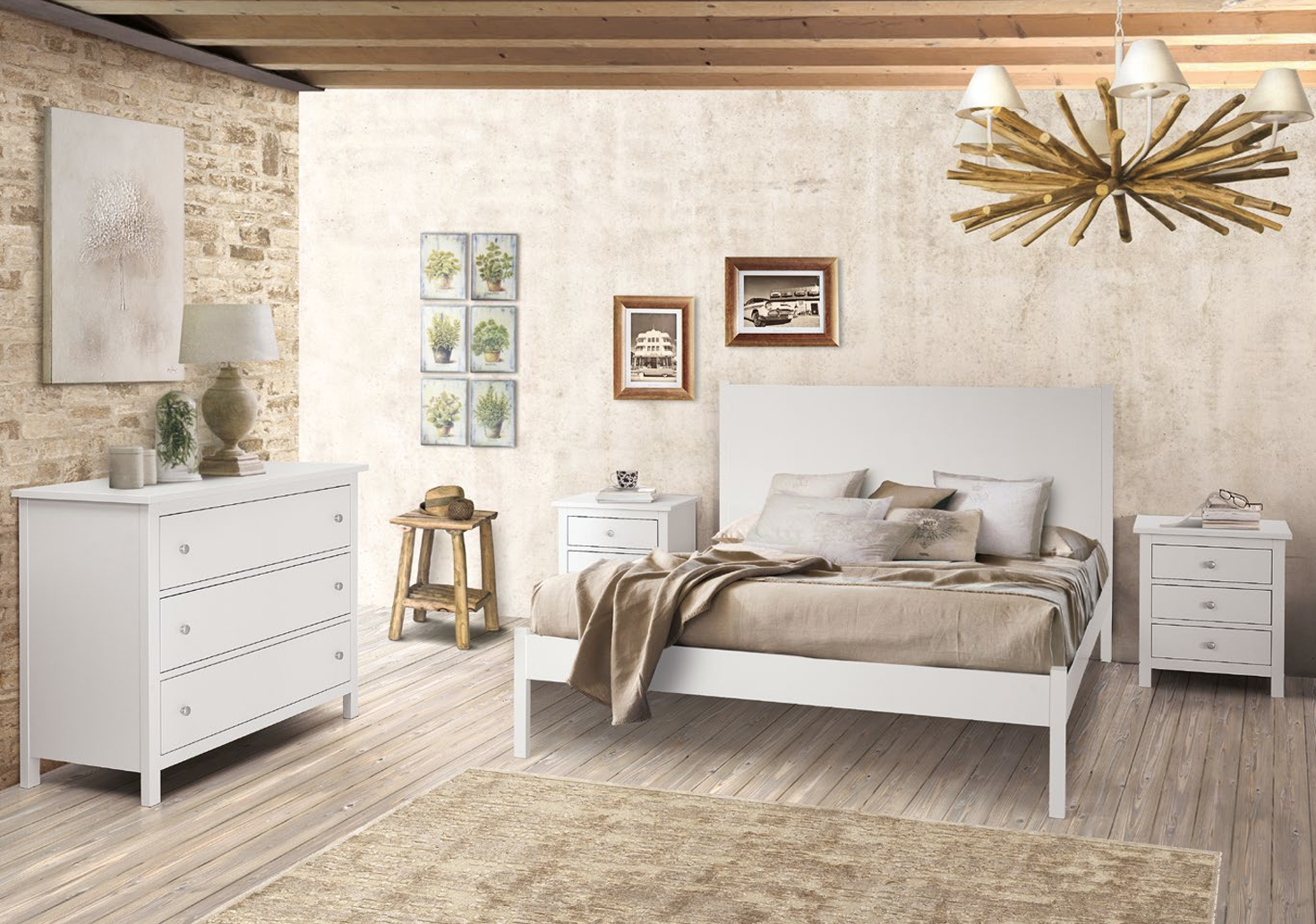 Camera Matrimoniale 31 – Stile Classico Country in Legno Bianco