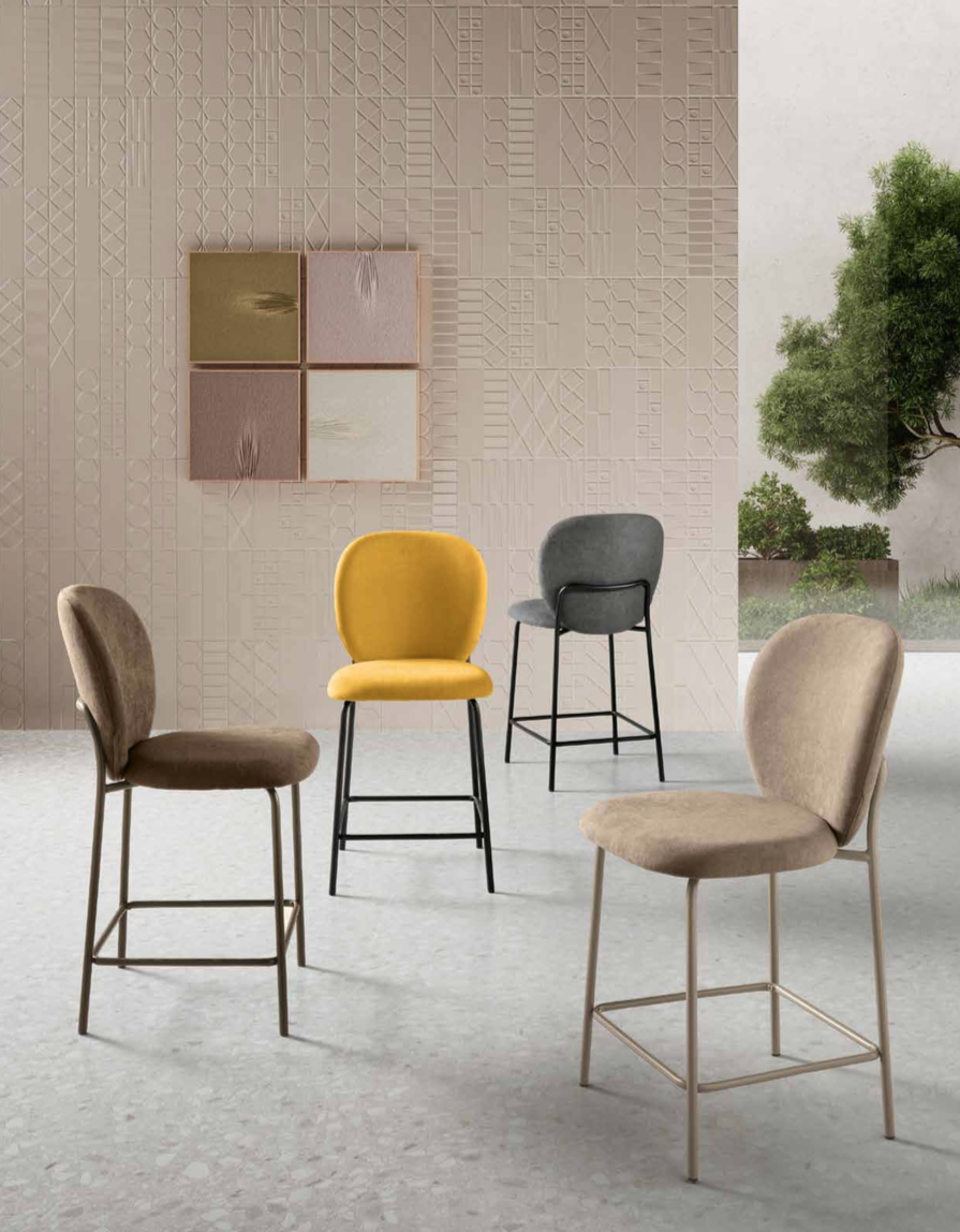 Sgabello OAK 56 – Sgabello di Design Imbottito in Tessuto e Metallo - immagine 4