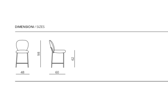 Sgabello OAK 56 – Sgabello di Design Imbottito in Tessuto e Metallo - immagine 3