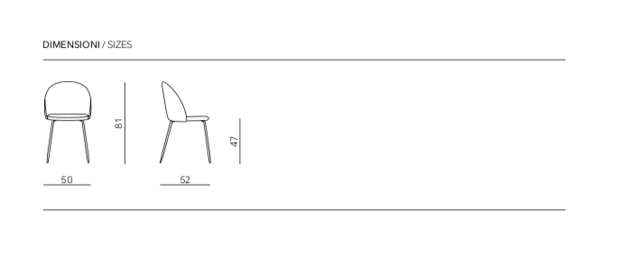 Sedia Kapri –56 Sedia Design Imbottita in Tessuto e Metallo - immagine 3